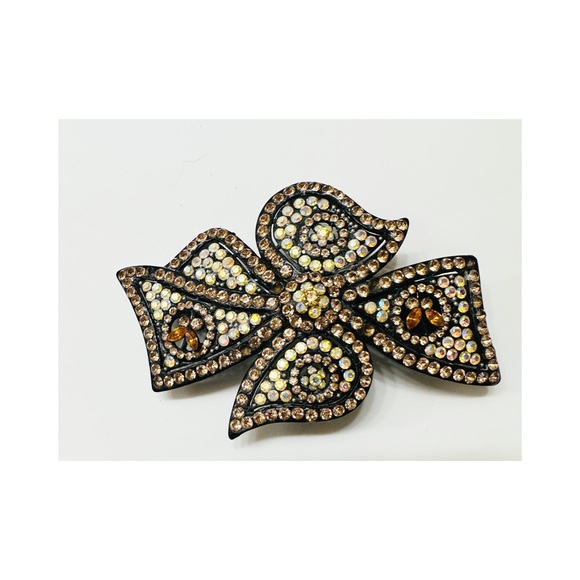 Sarvoski Crystal Gold Amber White Gemstone Hair Barrette Clip - Picture 2 of 10